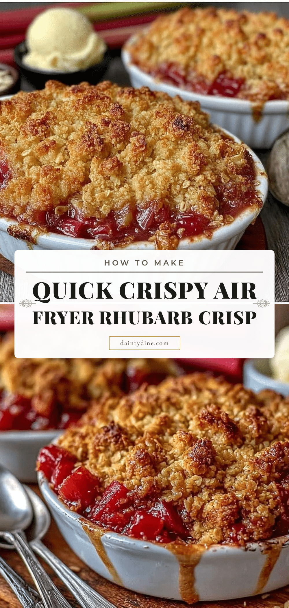 quick crispy air fryer rhubarb crisp for two recipe