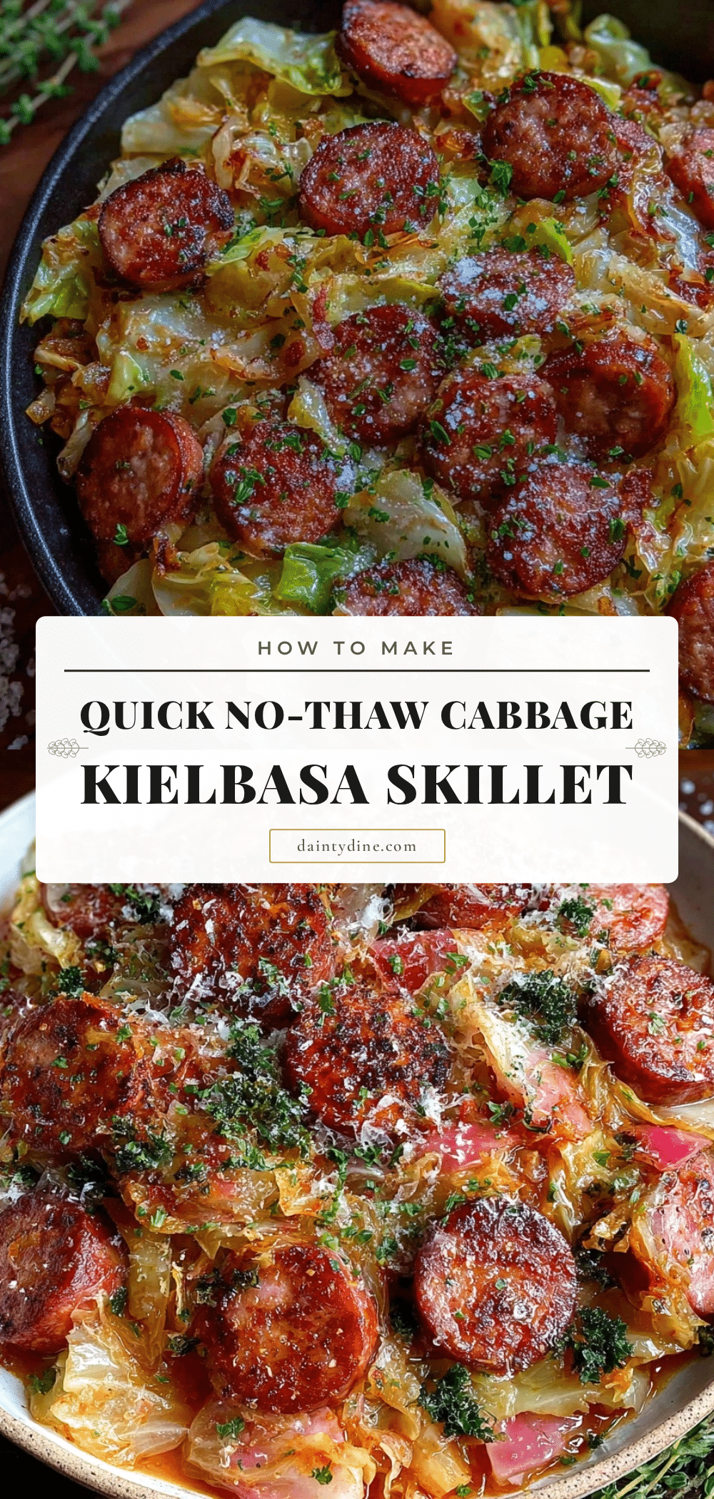 quick no-thaw cabbage and kielbasa skillet recipe