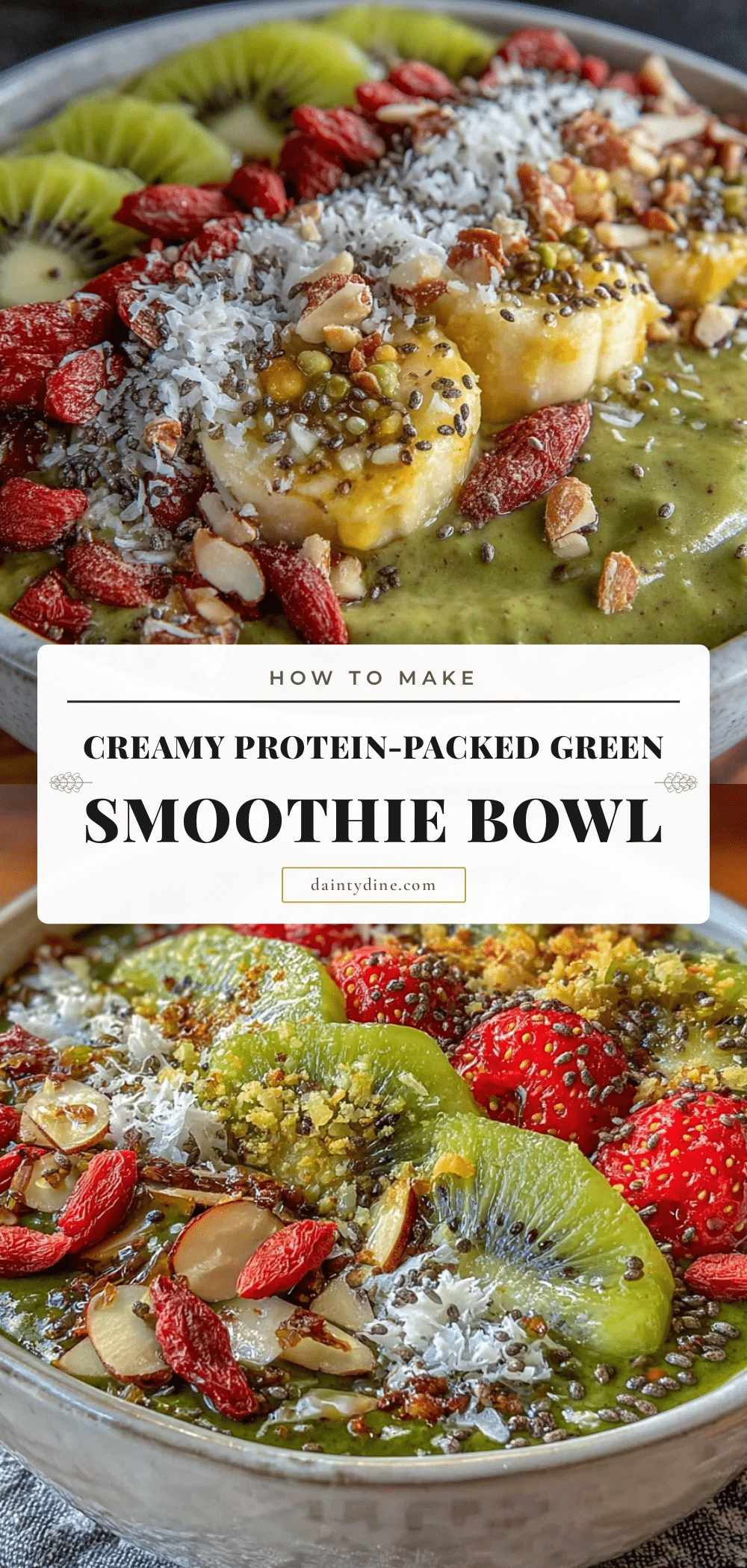 healthy green smoothie bowl with protein powder recipe