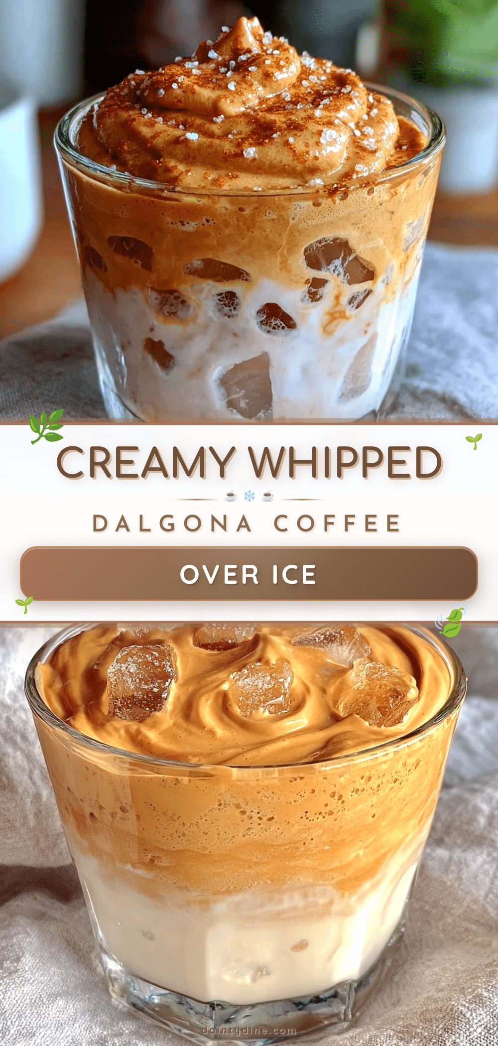 creamy whipped dalgona coffee over ice recipe