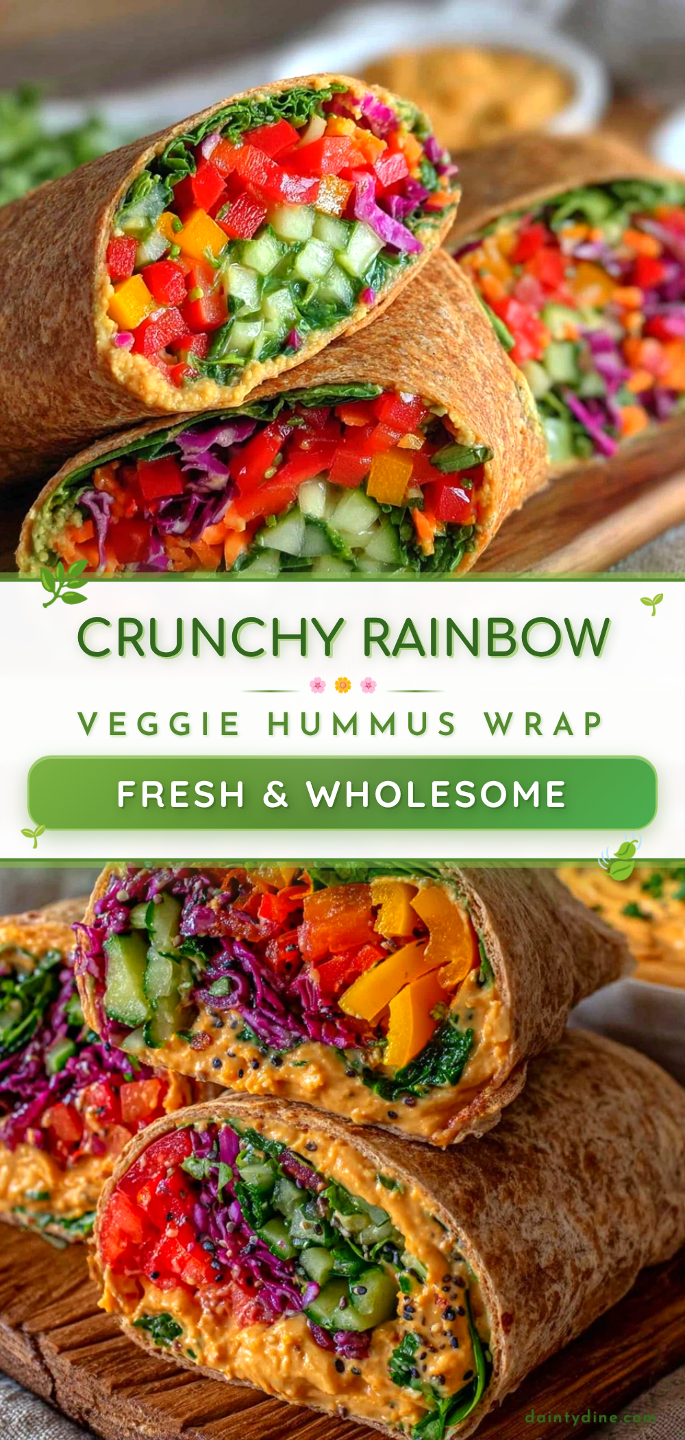 fresh rainbow veggie hummus wrap recipe
