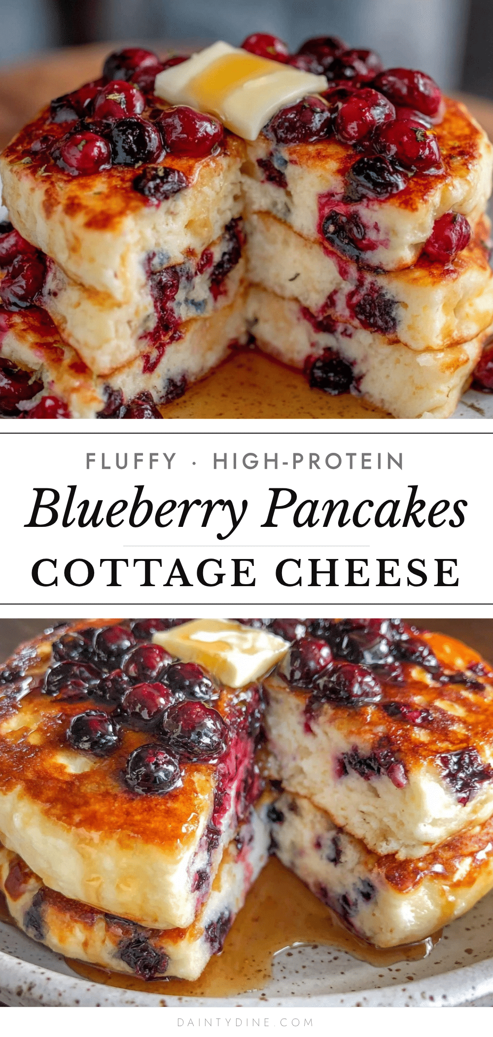 high-protein blueberry cottage cheese pancakes recipe
