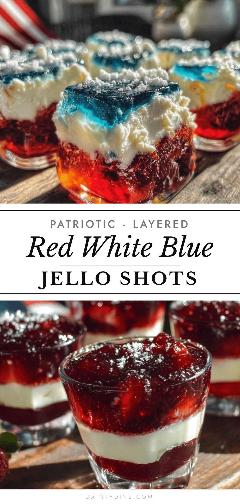 layered red white blue jello shots recipe