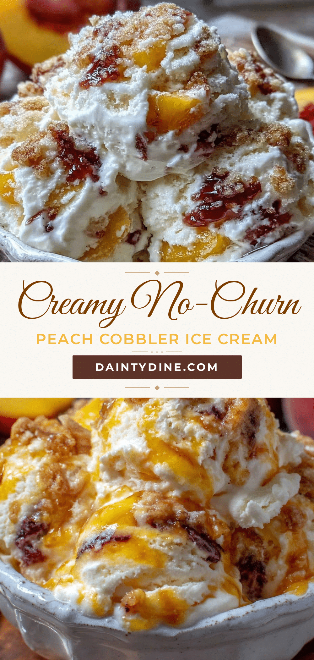 no-churn peach cobbler ice cream recipe