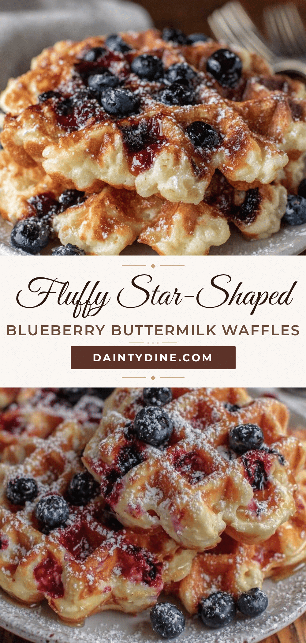 star-shaped blueberry buttermilk waffles recipe
