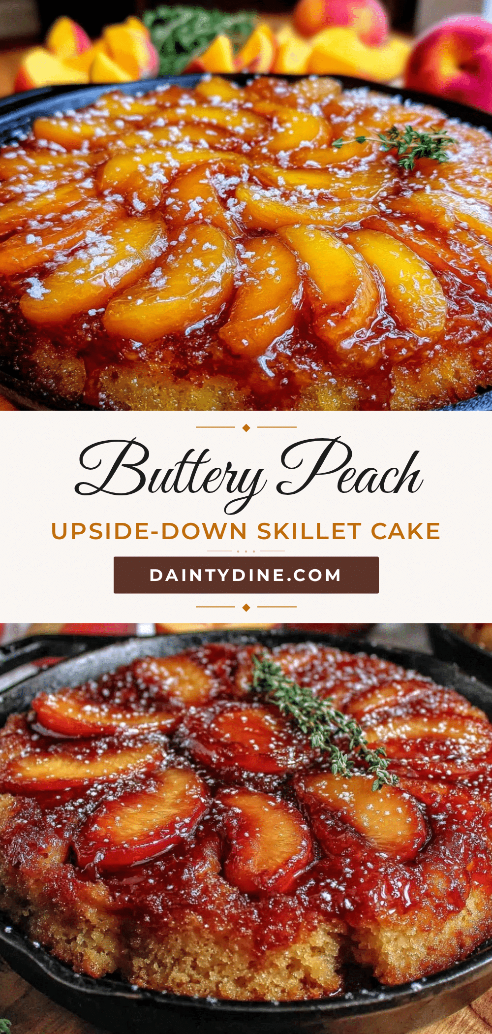 brown butter peach upside-down skillet cake recipe