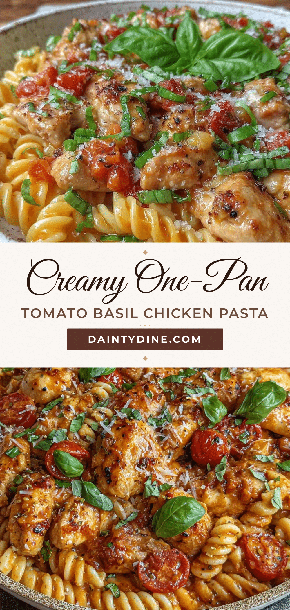 creamy one-pan tomato basil chicken pasta recipe