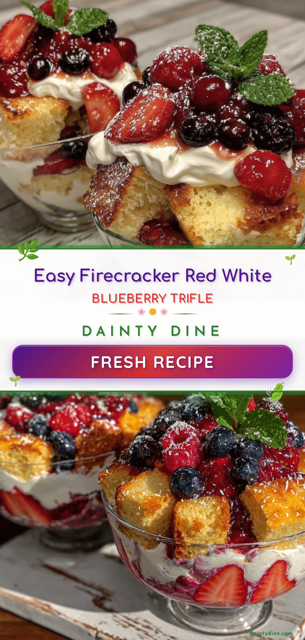 Easy Firecracker Red White and Blue Berry Trifle recipe
