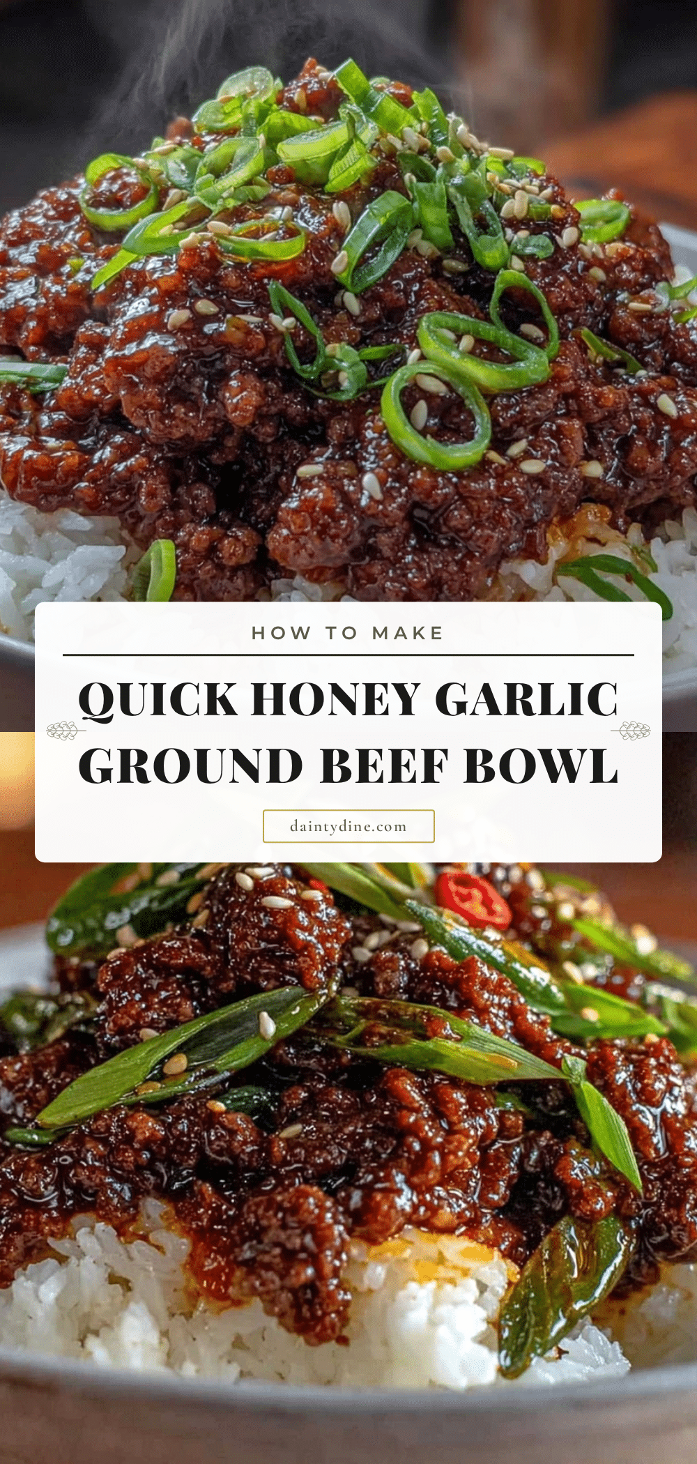 honey garlic ground beef and rice bowl recipe