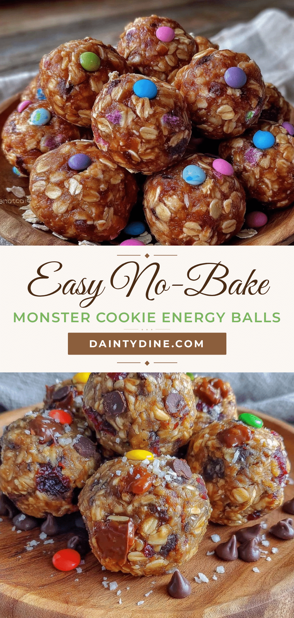 no bake monster cookie energy balls recipe