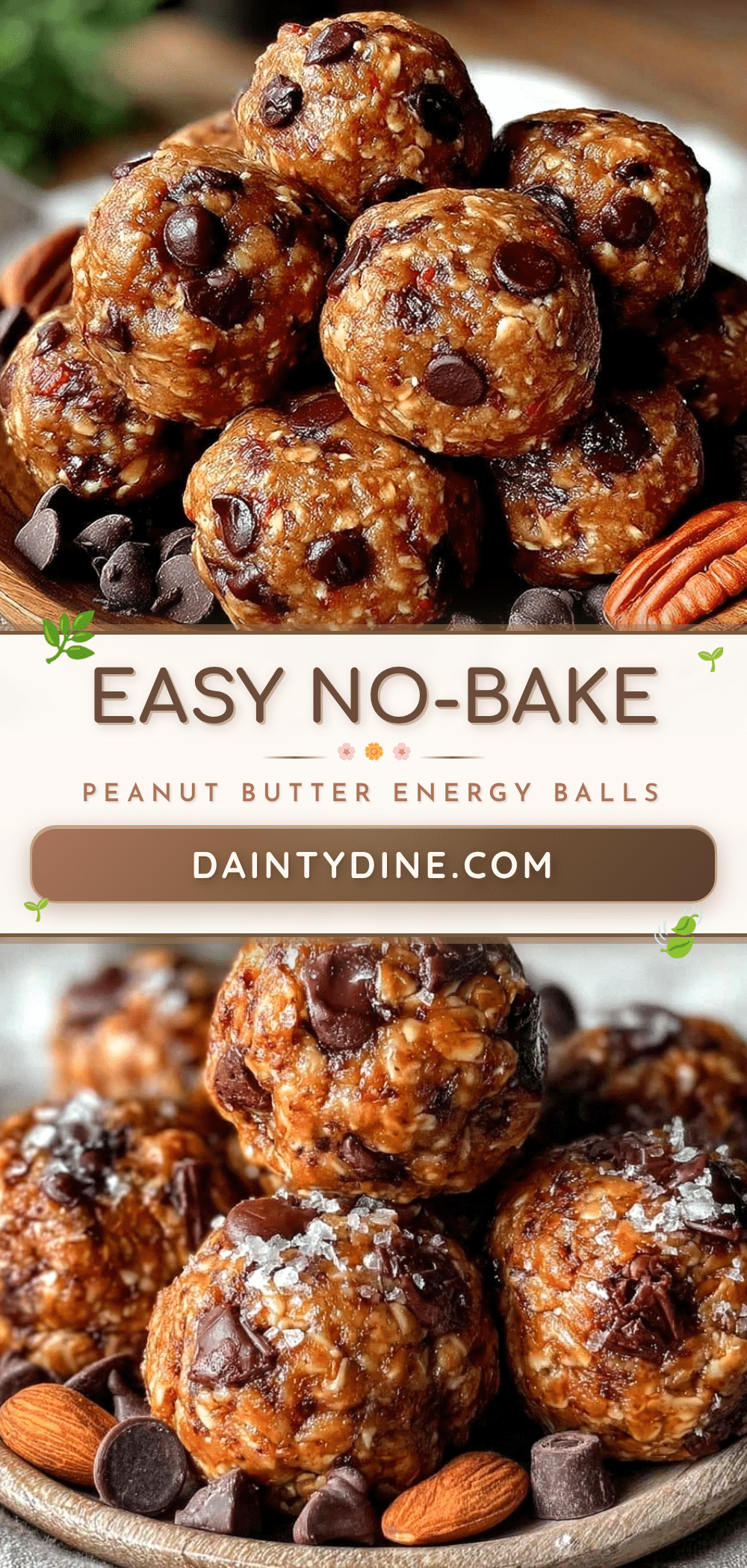 no-bake peanut butter chocolate chip energy balls recipe