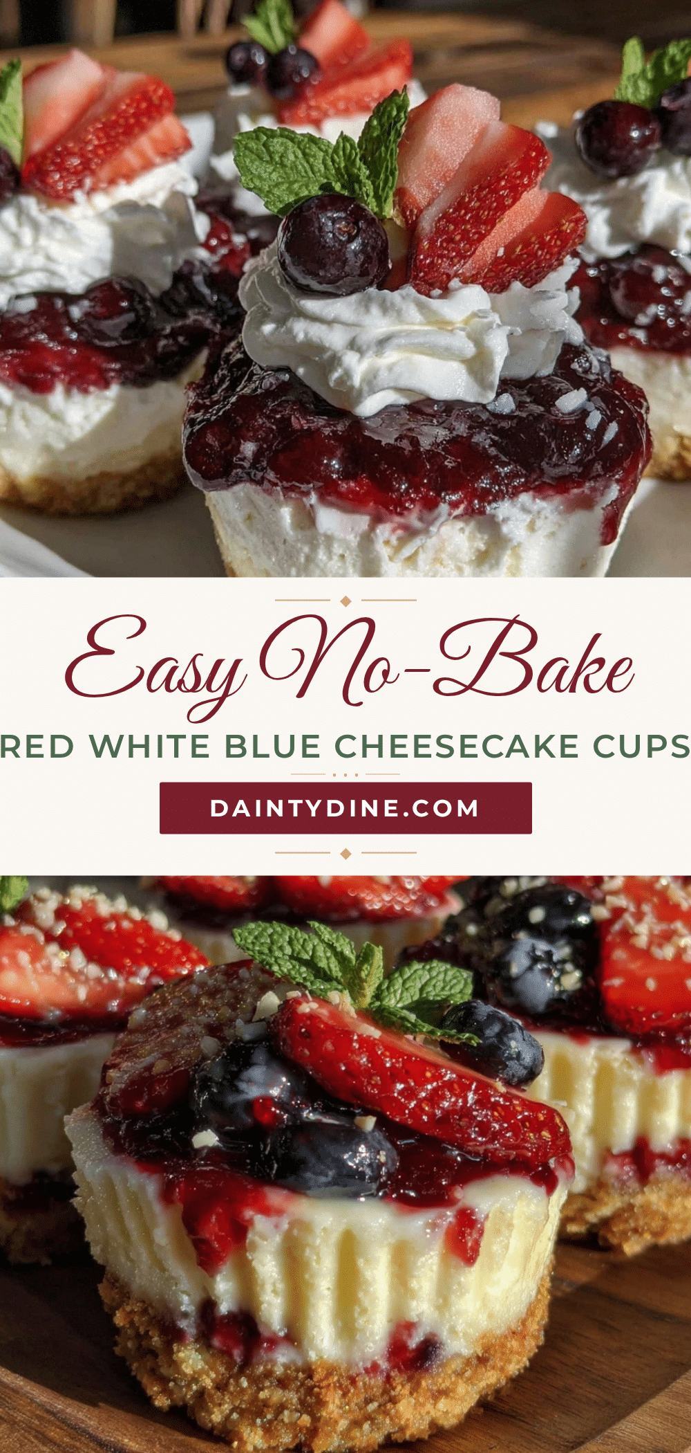 no bake red white and blue cheesecake cups recipe