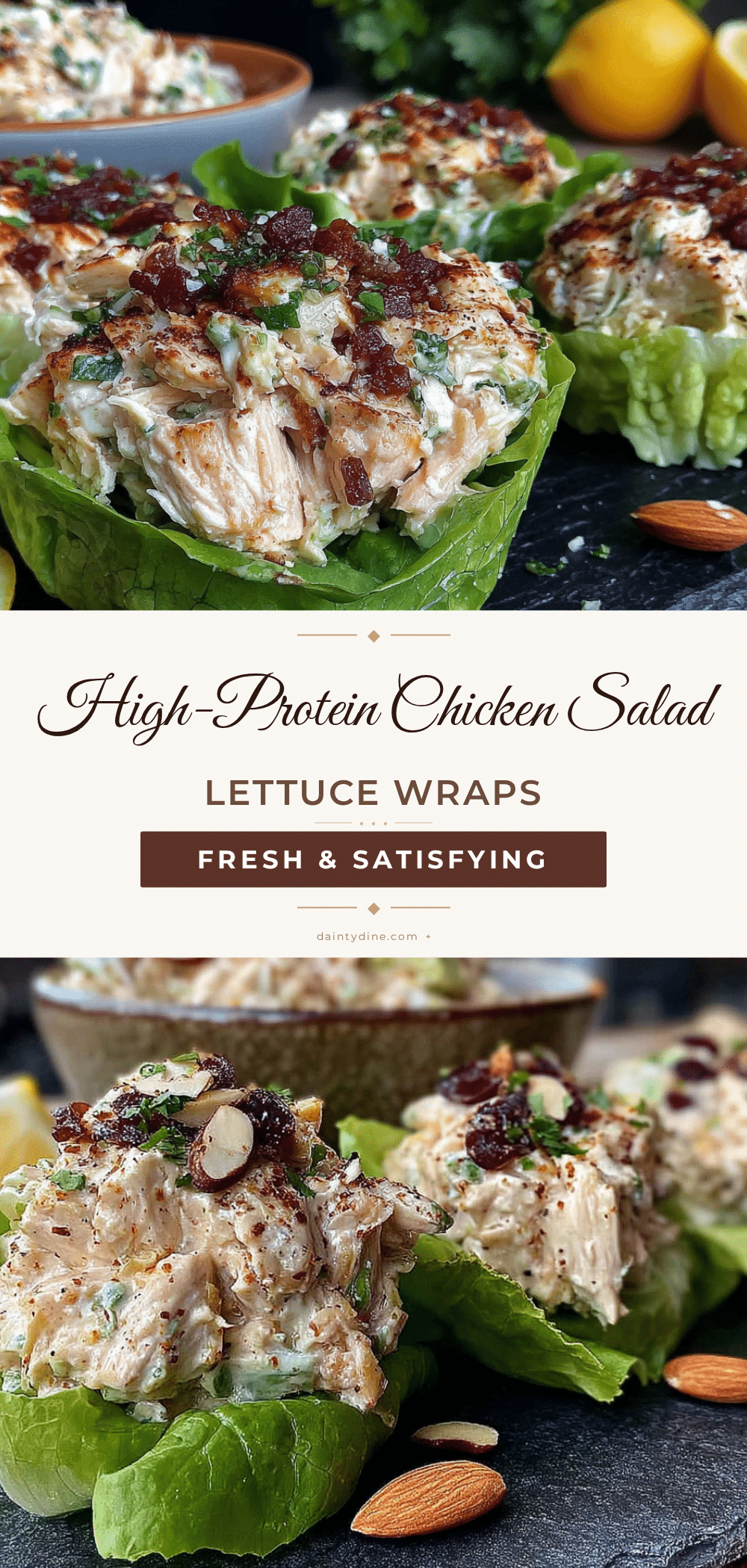 creamy high-protein chicken salad lettuce wraps recipe