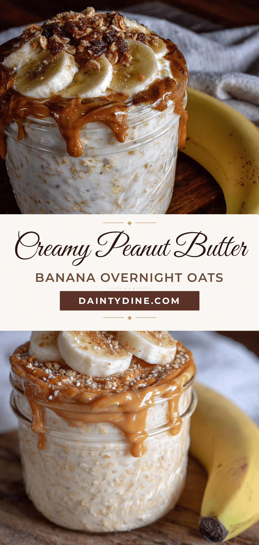 creamy peanut butter banana overnight oats recipe