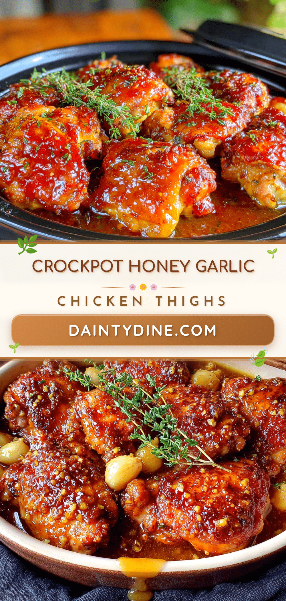 Easy Crockpot Honey Garlic Chicken Thighs recipe