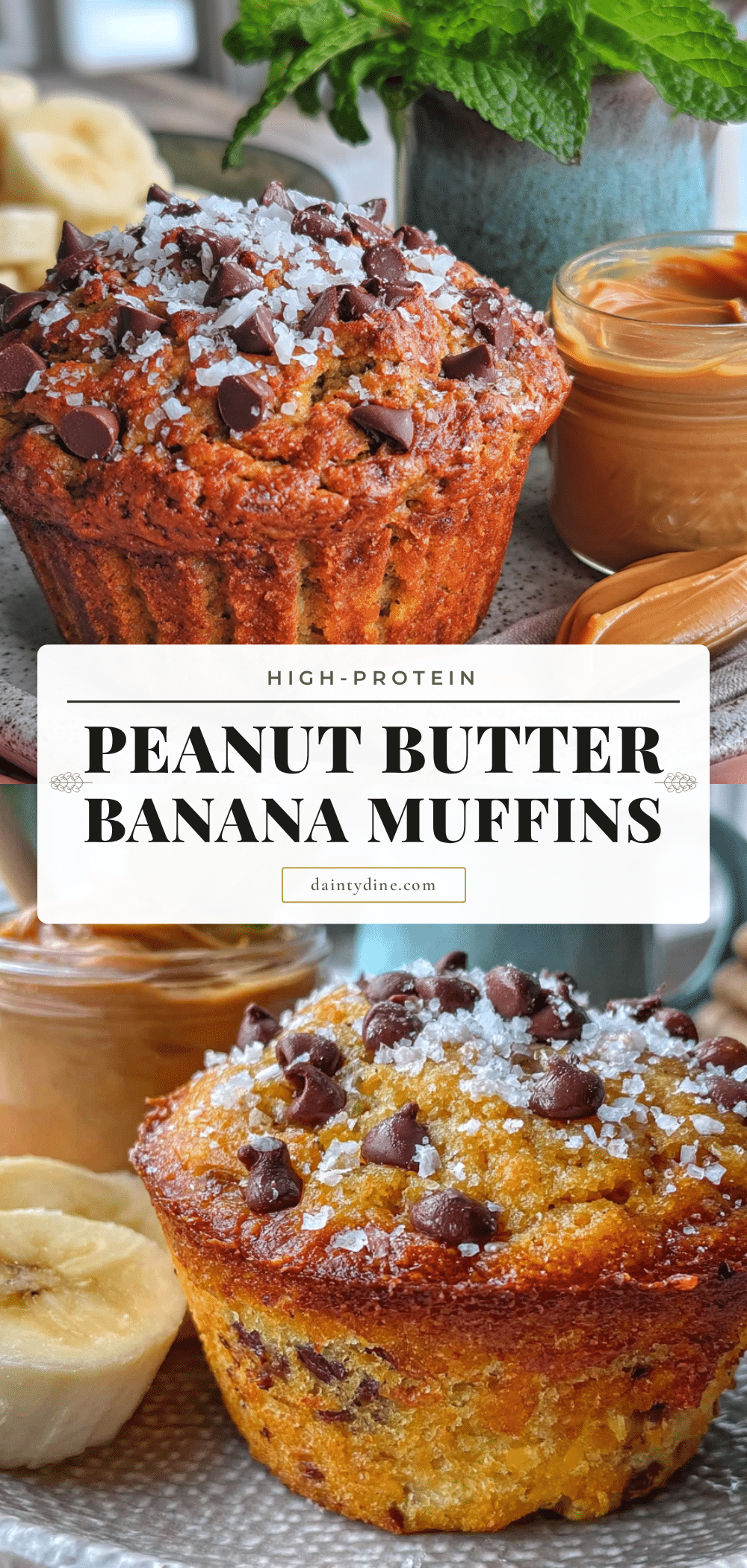 healthy high-protein peanut butter banana muffins recipe