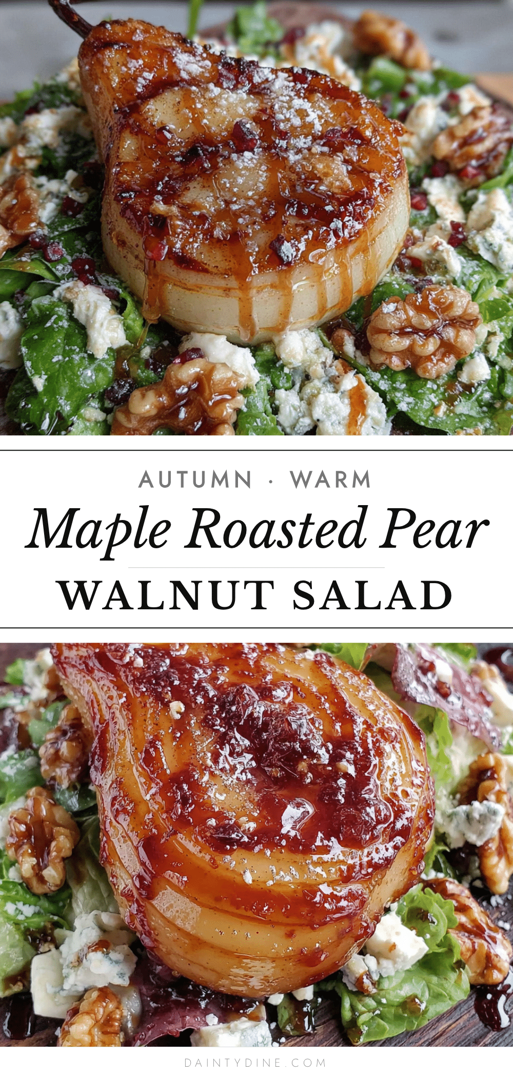 maple roasted pear and walnut salad with blue cheese recipe