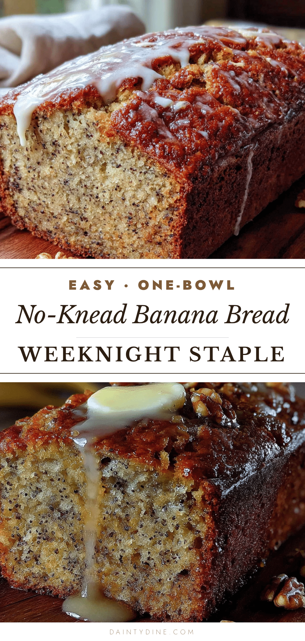 one-bowl no-knead banana bread recipe