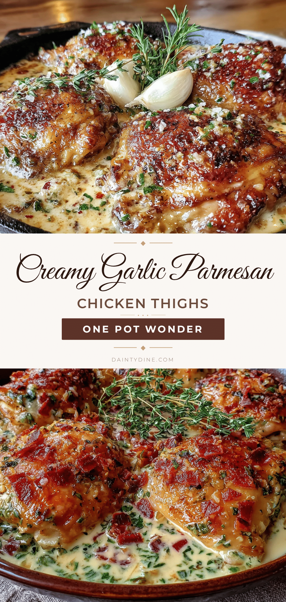one-pot creamy garlic parmesan chicken thighs recipe