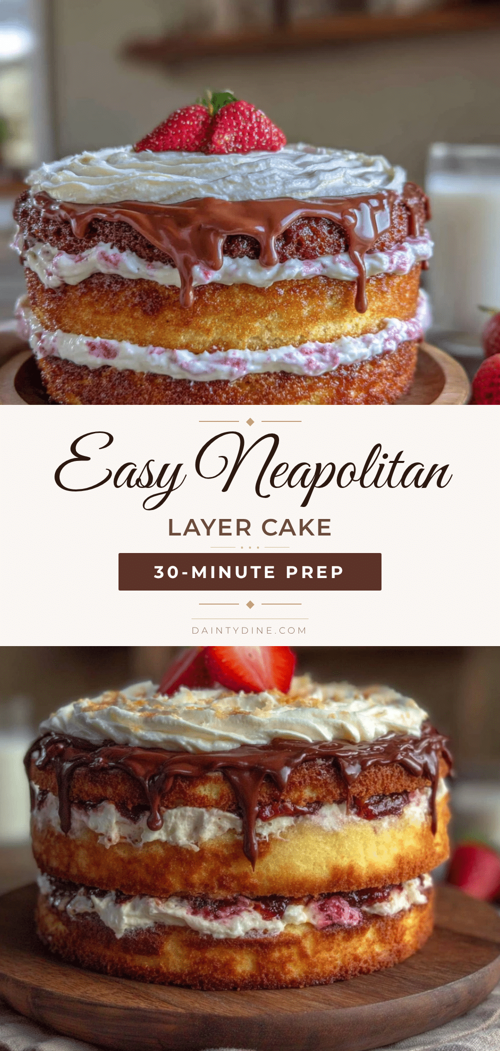 30-Minute Easy Neapolitan Layer Cake Recipe recipe