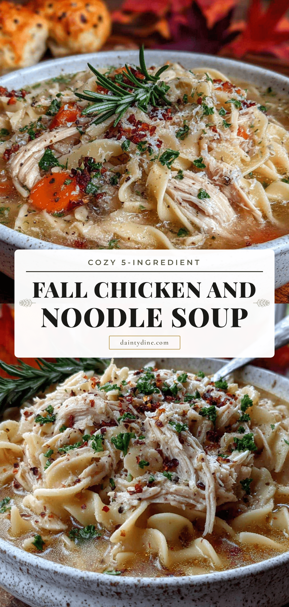 cozy 5-ingredient fall chicken and noodle soup recipe