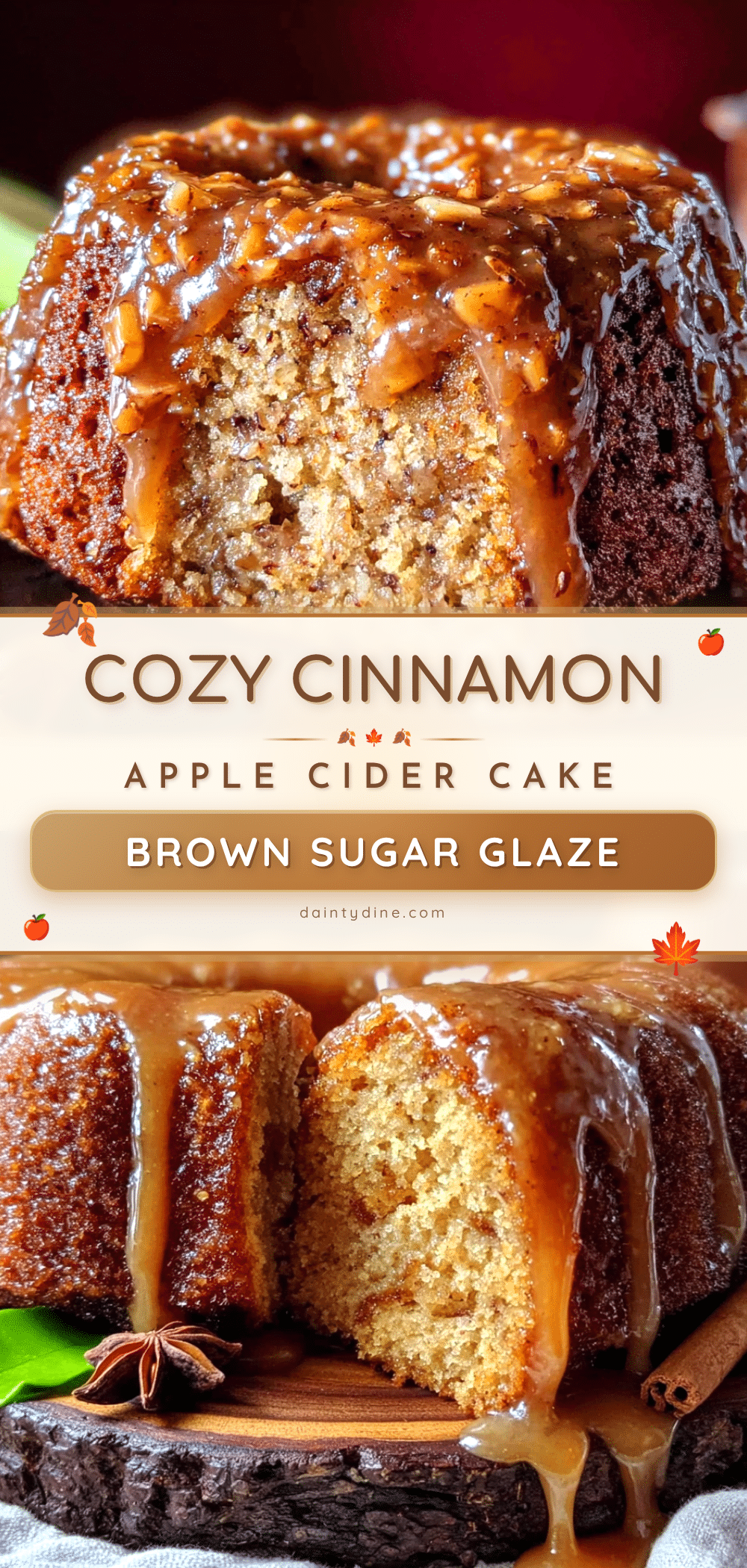cozy cinnamon apple cider cake with brown sugar glaze recipe
