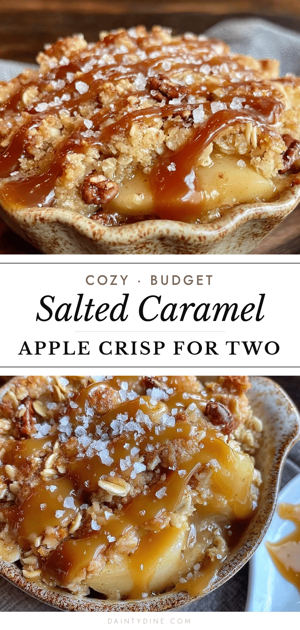 cozy salted caramel apple crisp for two recipe