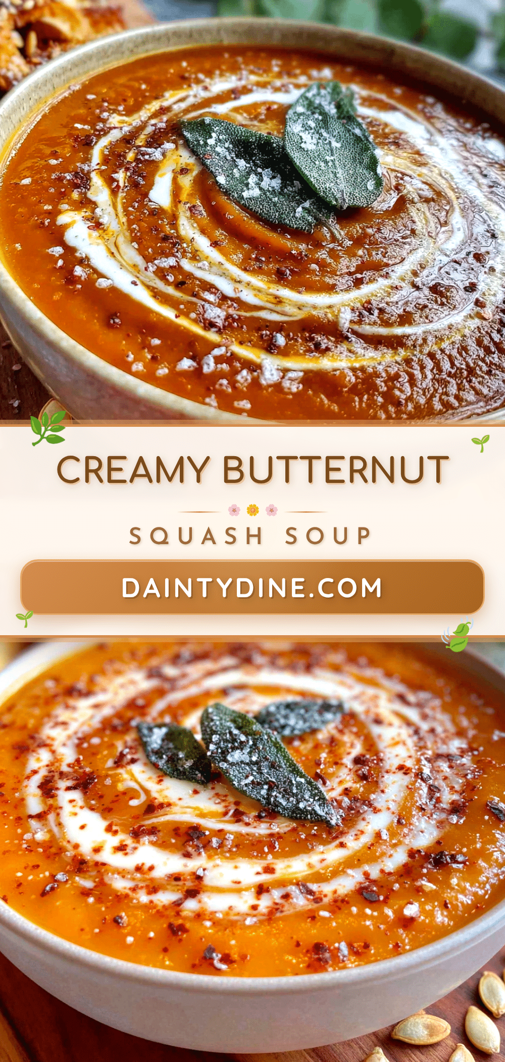 creamy butternut squash soup with crispy sage recipe
