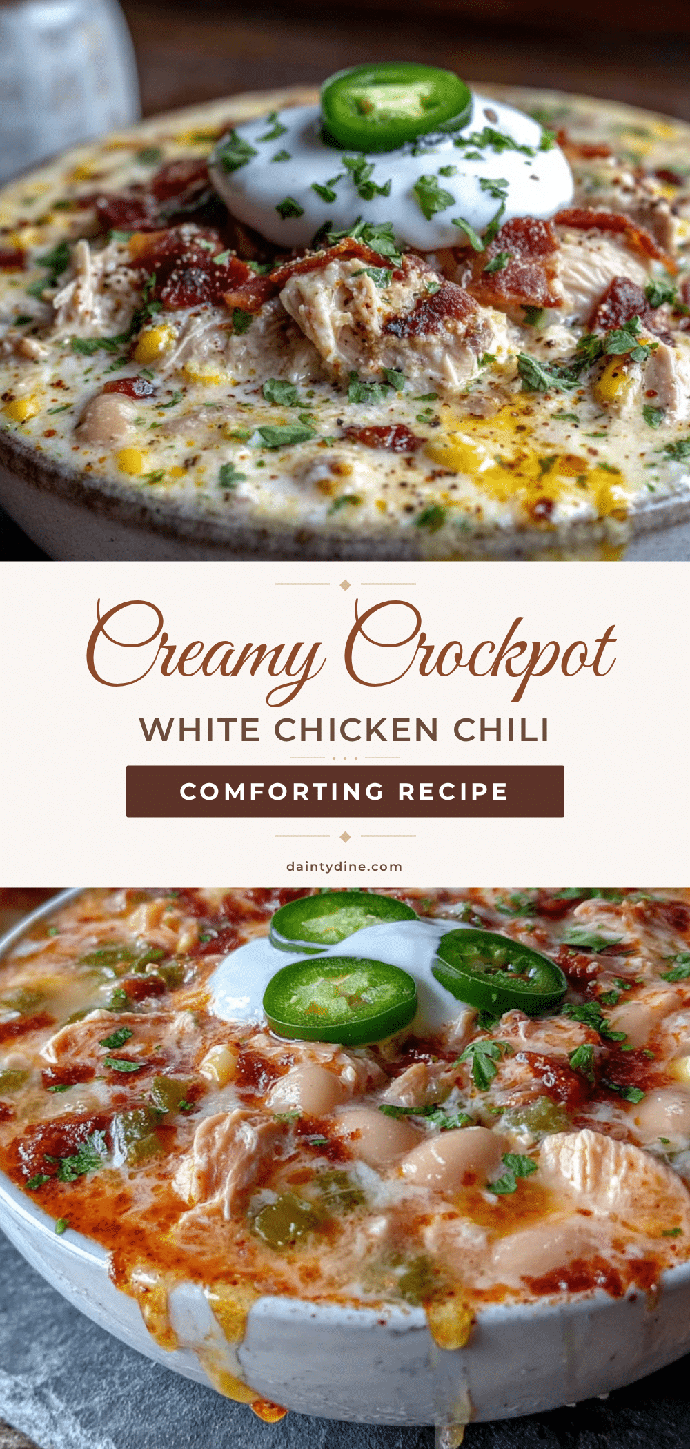 Creamy Crockpot White Chicken Chili recipe