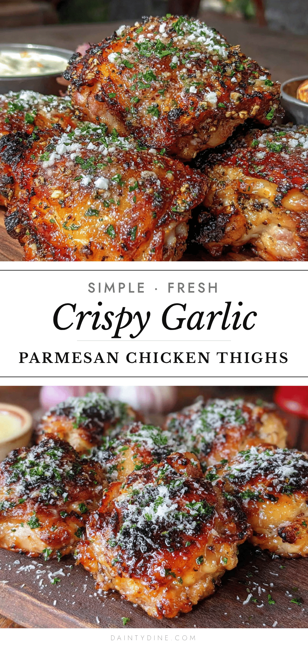 Crispy Air Fryer Garlic Parmesan Chicken Thighs recipe