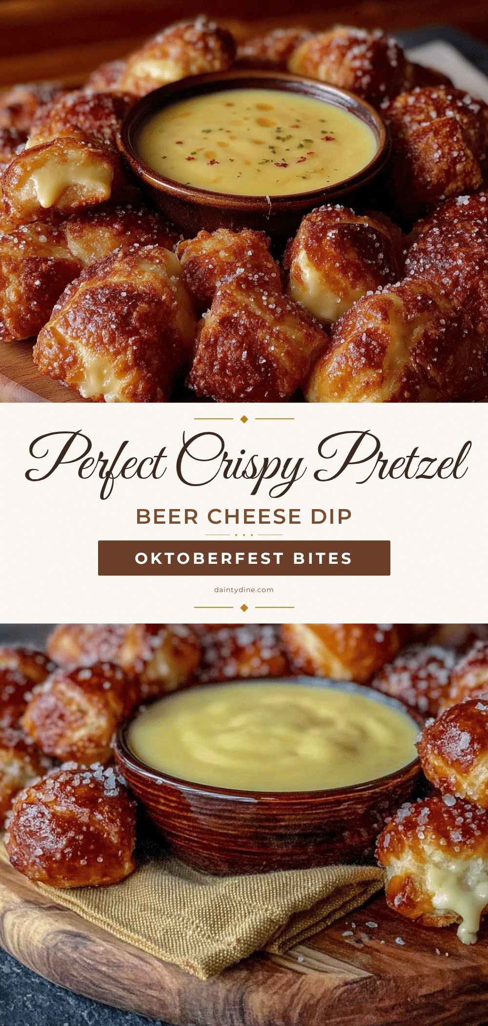 crispy Oktoberfest pretzel bites with cheese dip recipe