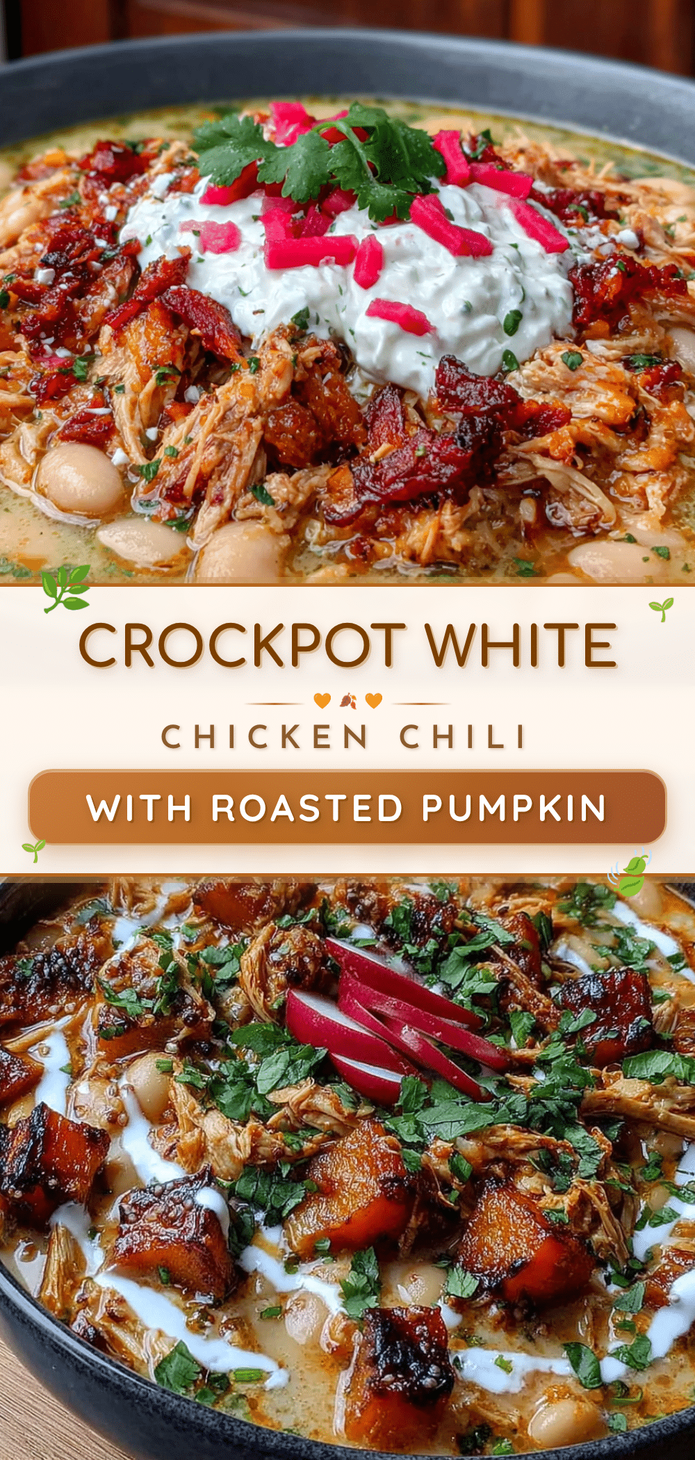 crockpot white chicken chili with roasted pumpkin recipe