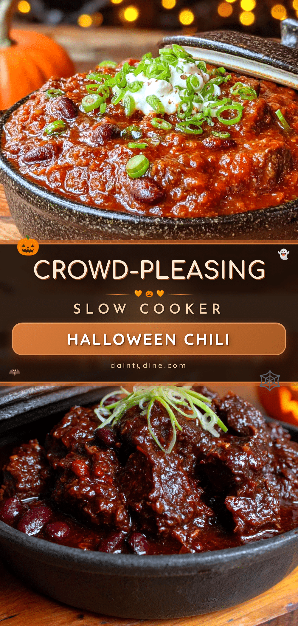 Crowd-Pleasing Slow Cooker Halloween Chili recipe