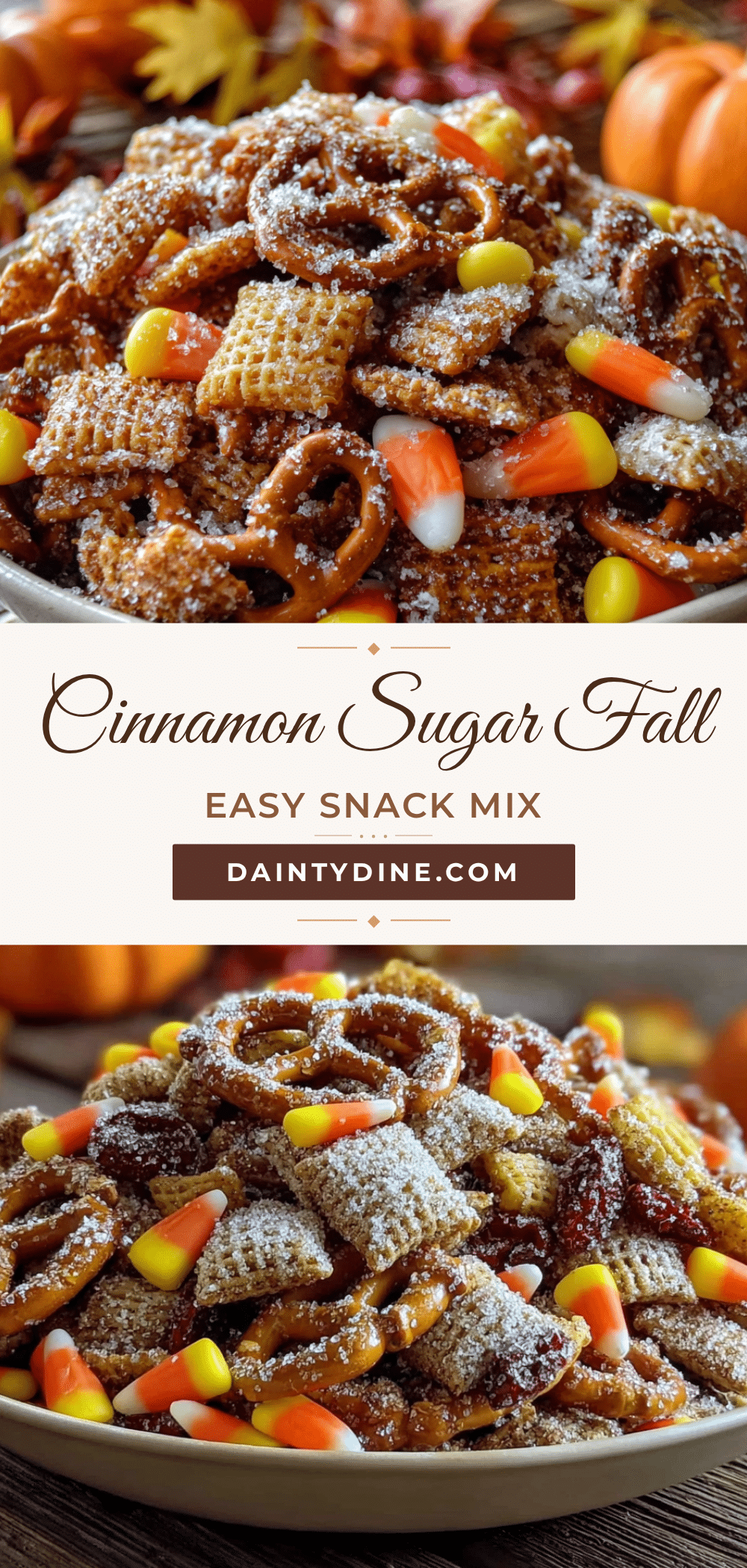 easy cinnamon sugar fall snack mix recipe