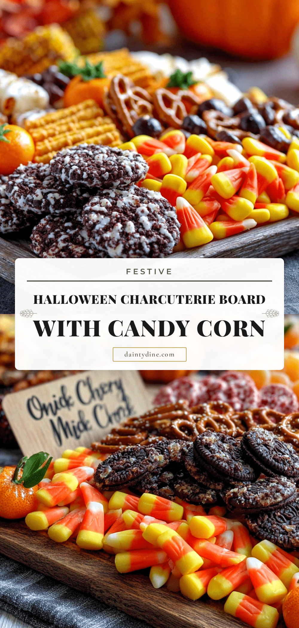 Halloween charcuterie board with candy corn recipe