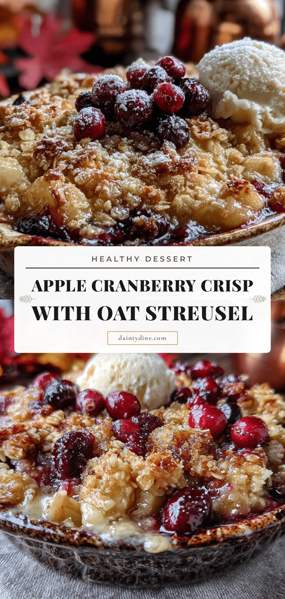 healthy apple cranberry crisp with oat streusel recipe