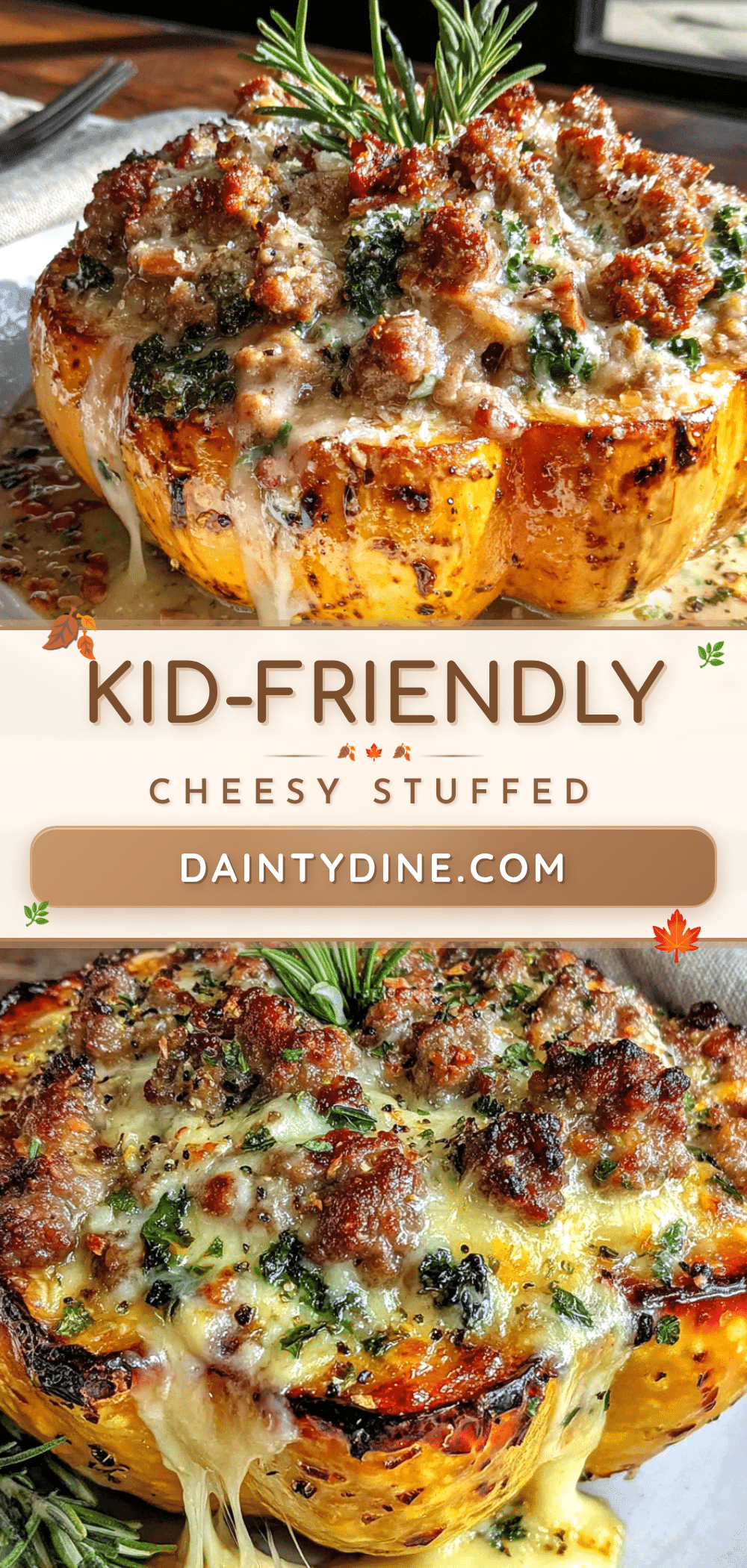 kid-friendly cheesy stuffed acorn squash with sausage recipe