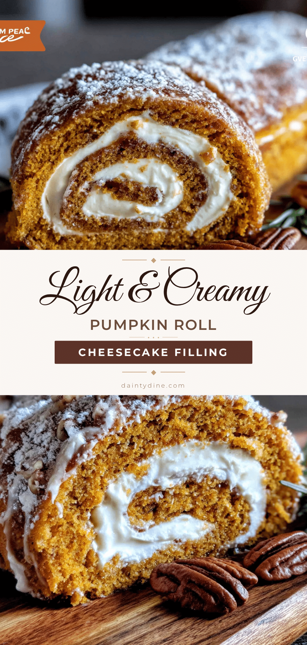 light creamy pumpkin cheesecake roll recipe