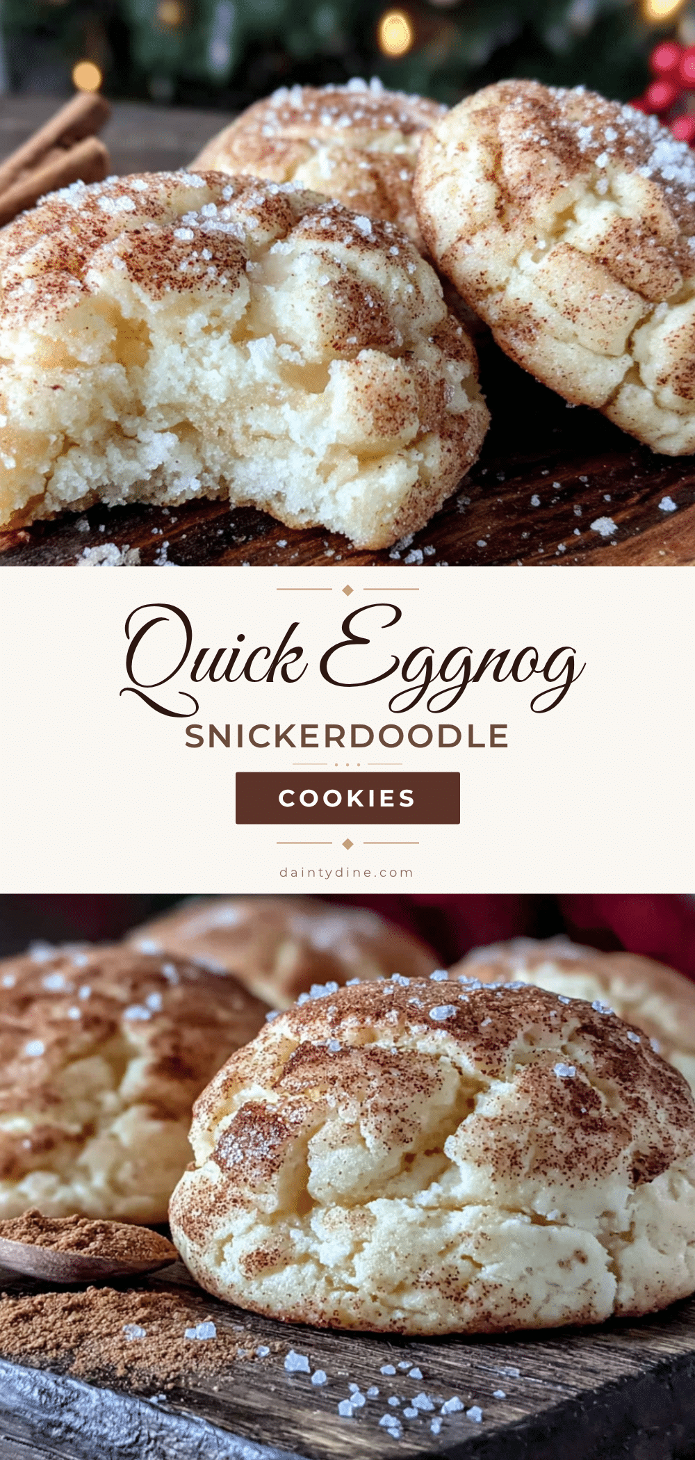 Quick & Easy Eggnog Snickerdoodle Cookies recipe