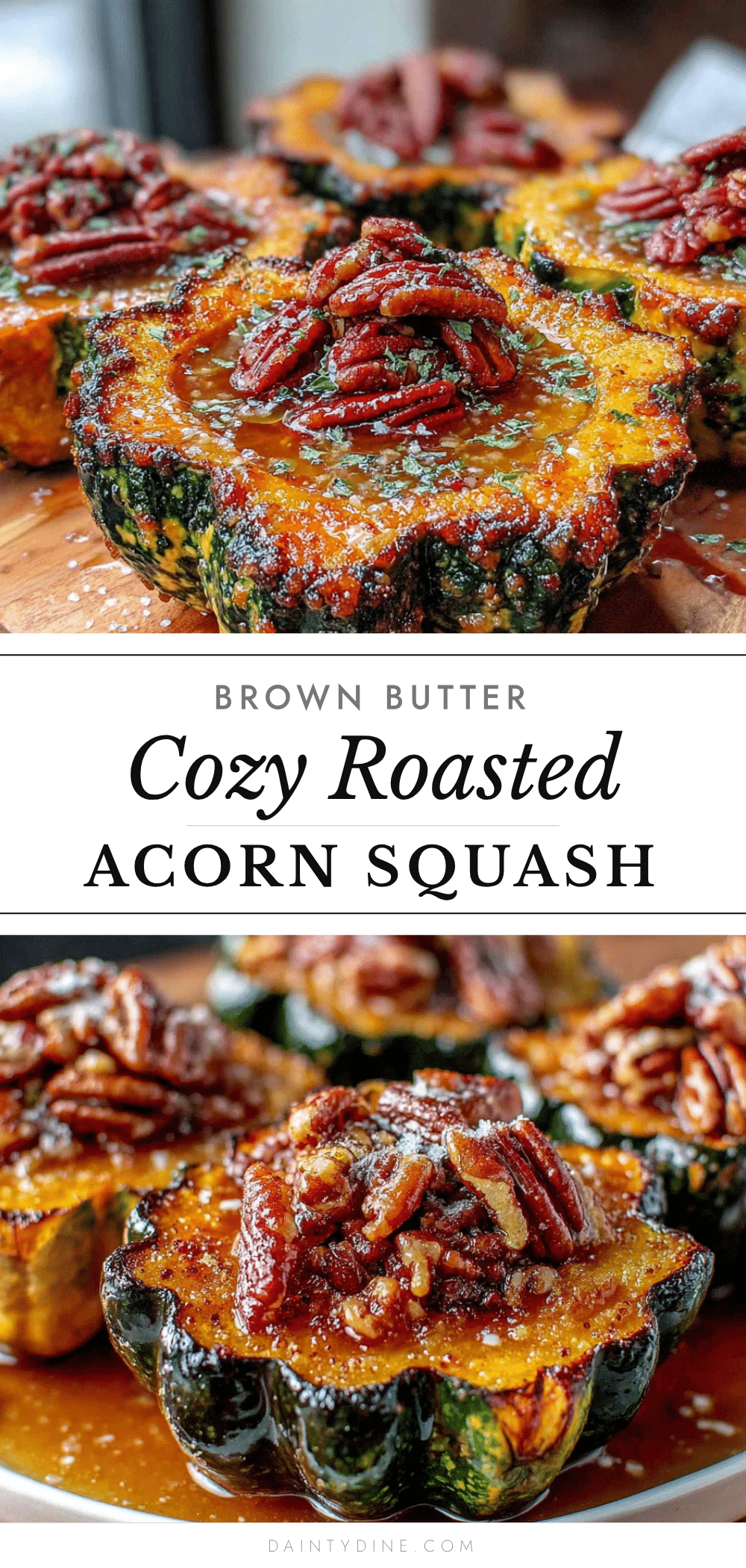 roasted acorn squash with brown butter and pecans recipe