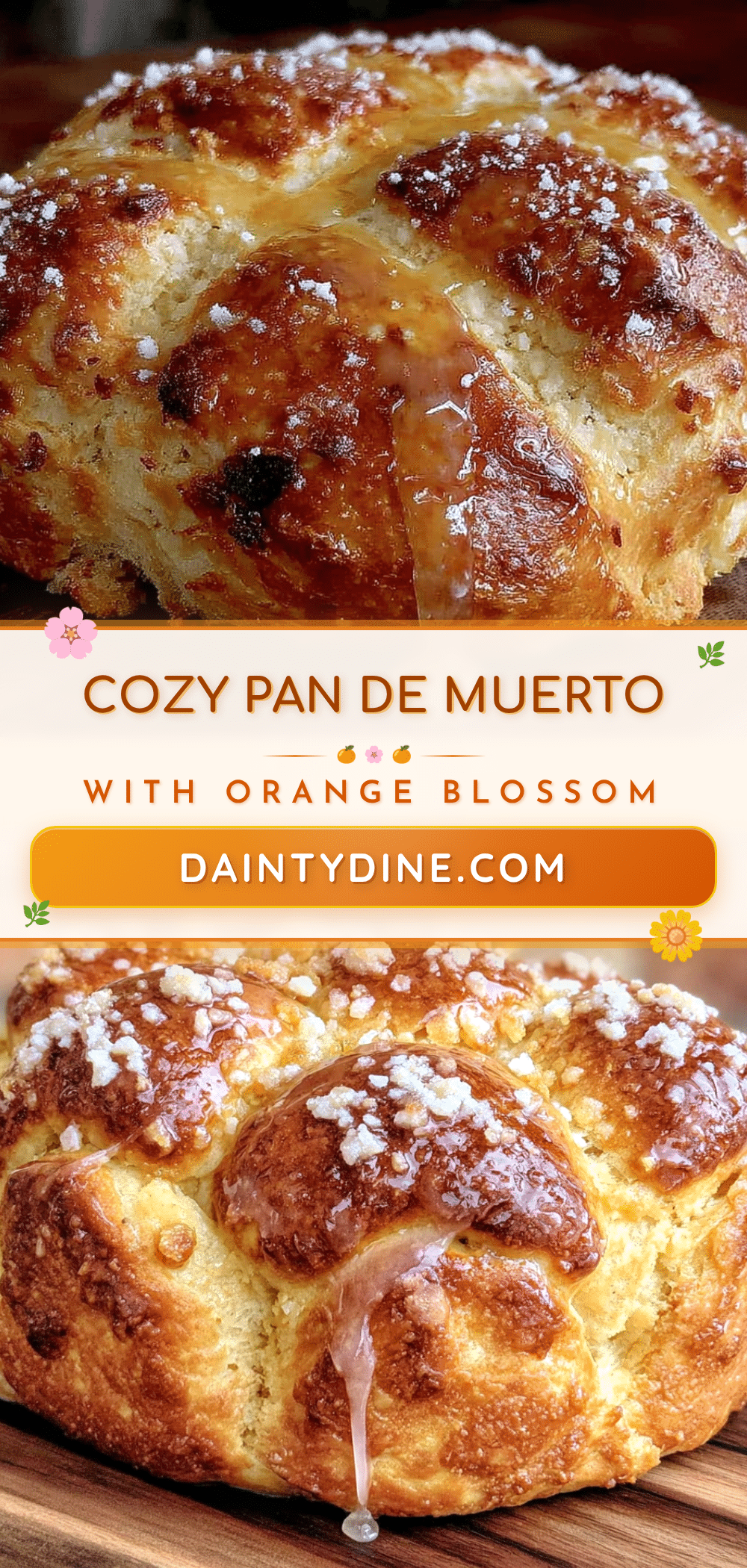 cozy pan de muerto with orange blossom glaze recipe
