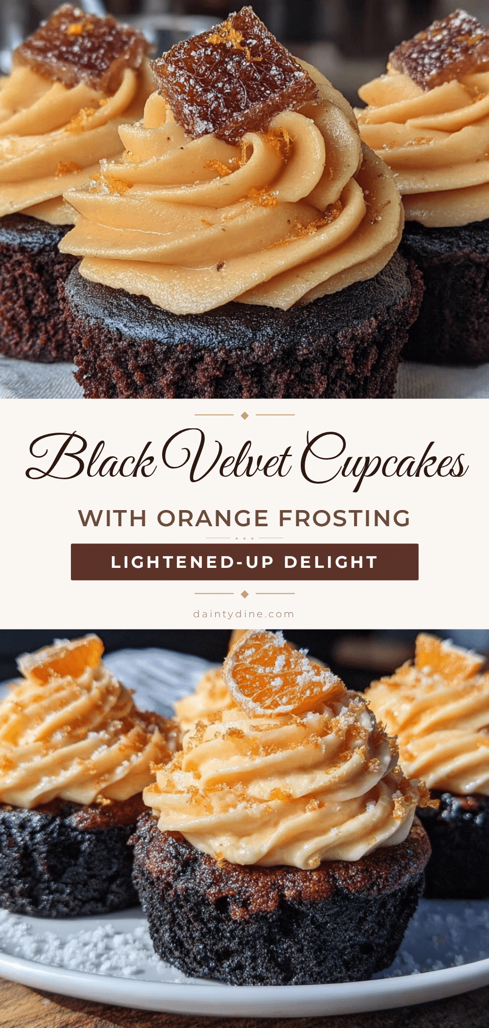 lightened-up black velvet cupcakes with orange frosting recipe