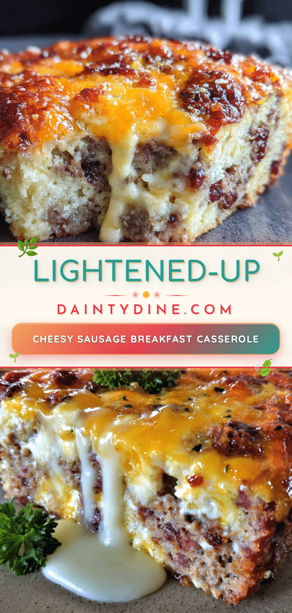 lightened-up cheesy sausage breakfast casserole recipe