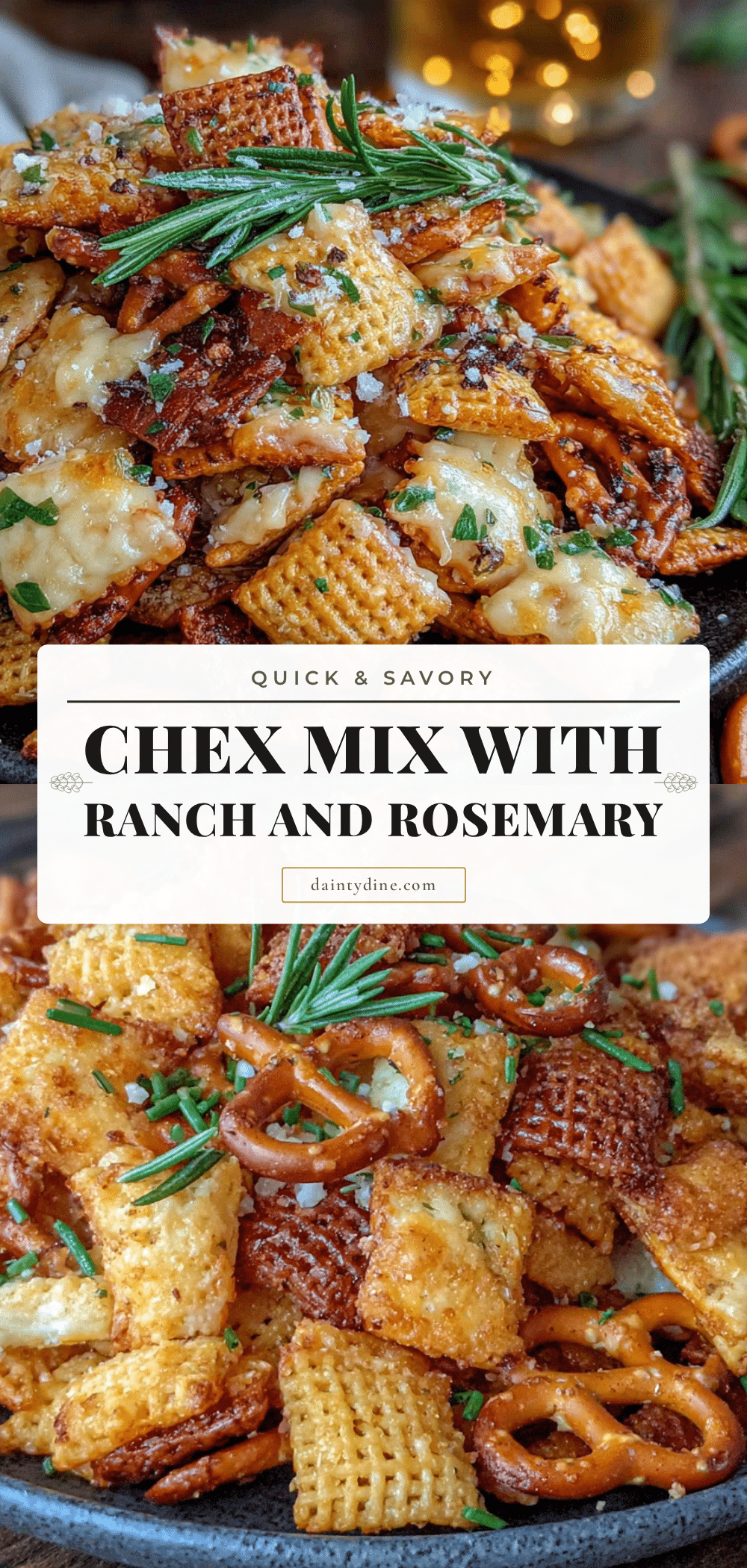 quick savory chex mix with ranch and rosemary recipe