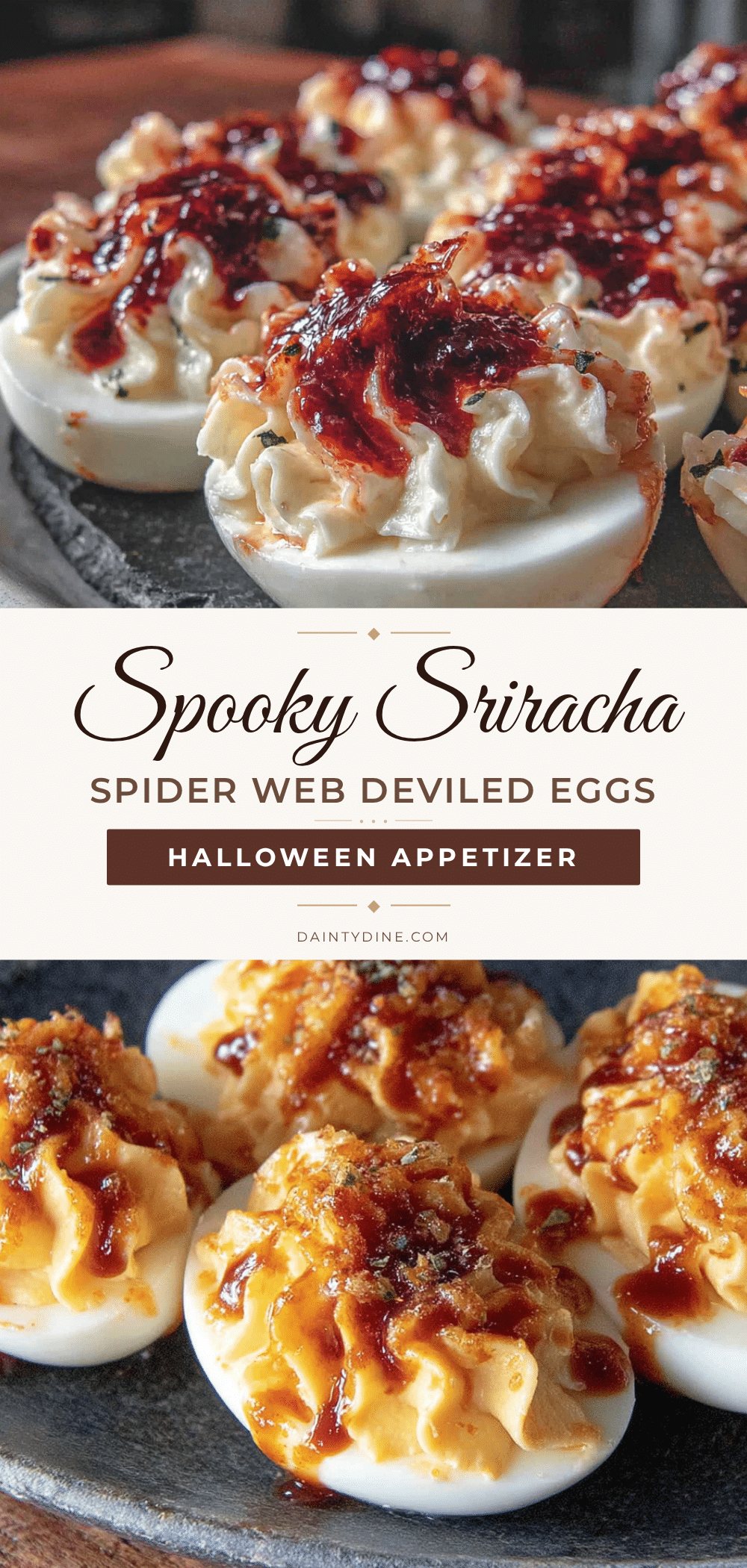 Sriracha spider web deviled eggs recipe
